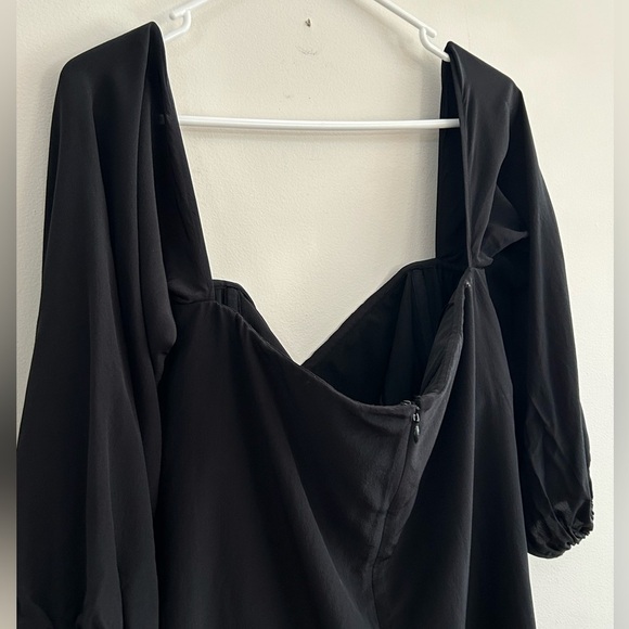 New Theory Women’s Laureema Black Mosaic Size 12 Silk Off Shoulder Puff Sleeve - Picture 7 of 12